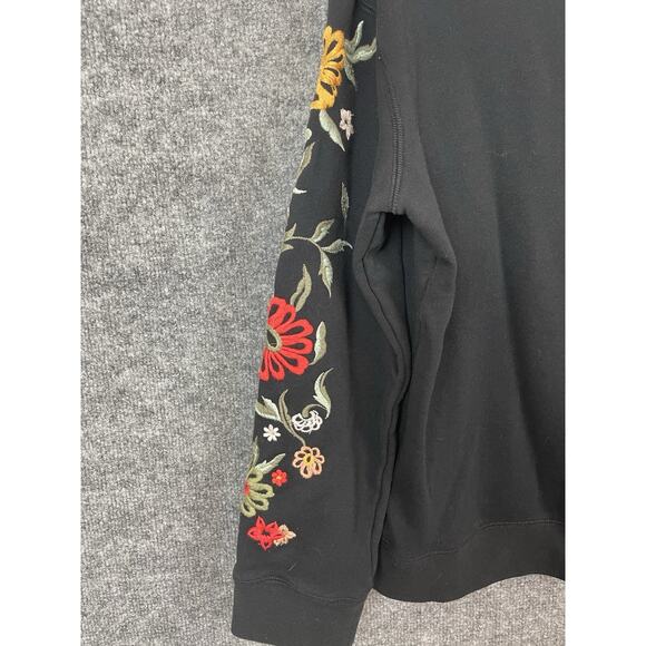 Driftwood Women’s Large Nightblooms Black with Multicolor Embroidery Sweatshirt - Picture 6 of 11